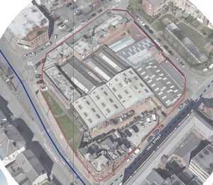 The application site for the proposed Jewellery Quarter development in Birmingham. Taken from Design and Access Statement prepared by BPN Architects on behalf of Hanehouse
