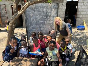 Sylvia teaching at school in Zambia