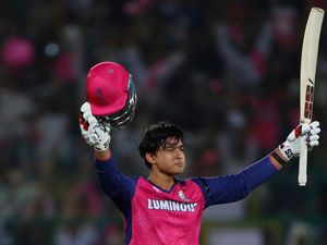 Rajasthan Royals’ Vaibhav Suryavanshi celebrates after scoring a century
