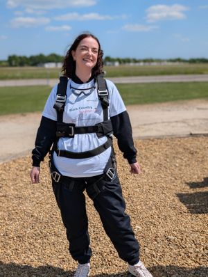 Alyson Alcorn preparing for her skydive.