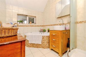 Another view of the bathroom with walk in shower