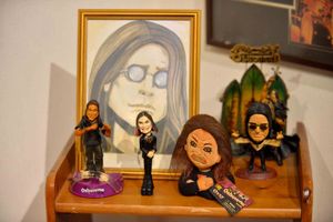 Superfan Steve Knowles, from Dudley, with some of his collection donated to the exhibition