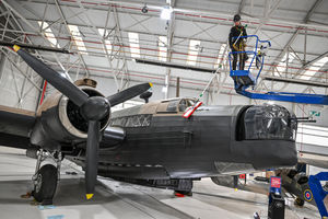 Cleaning of the Vickers Wellington. Picture: Bob Greaves