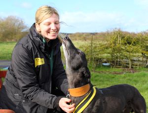 Canine carer Sophie Myles with Stevie