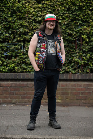 Music fan Lucas Tuckwood arrives to attend British rock band Black Sabbath's "Back to The Beginning" concert, Ozzy Osbourne's final ever gig as Black Sabbath's frontman at Villa Park in Birmingham, central England on July 5, 2025. Osbourne, who revealed in 2020 that he has Parkinson's disease, will join Tony Iommi, Geezer Butler and Bill Ward for the all-day "Back To The Beginning" show in Birmingham, central England, where the heavy metal giants formed in 1968. (Photo by Oli SCARFF / AFP) (Photo by OLI SCARFF/AFP via Getty Images)          