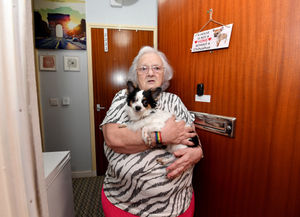 Noleean with her pet pooch, Cuddles