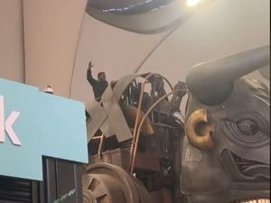 Man seen climbing Ozzy the Bull in Birmingham Grand Central on January 19