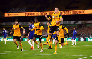 Daniel Podence celebrates (PA)