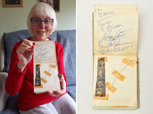 Supporting image for story: Beatles autograph book of woman whose arm was signed by John, Paul, George and Ringo fetches £7,000 at Lichfield auction