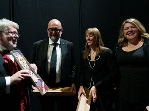 Supporting image for story: From Llangollen with love – Fron Choir mark Pavarotti’s 90th birthday singing in his home city and presenting Welsh lovespoon to his daughter