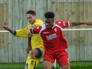 Supporting image for story: Market Drayton striker Yannick Makota is on Shrewsbury Town's radar