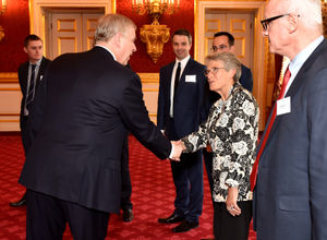 Ladder celebration event at St James's Palace, London. Clair Schafer of Ladder for Shropshire meets the Duke