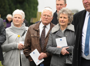   People attend a commemoration of the life of Charles Parry, at Oswestry Cemetery