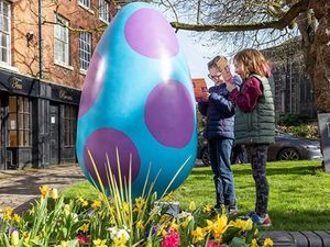 Supporting image for story: 'Such a shame' as vandals trash giant eggs on Shrewsbury Easter trail