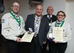 Gareth and Amanda Jenner were honoured for their outstanding dedication to youth work in the town. Pic: Market Drayton Town Council