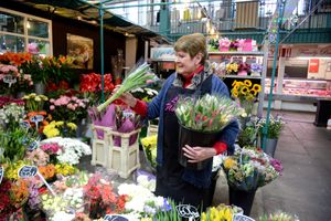Florist Lin Tisdale has been at the market for more than 26 years