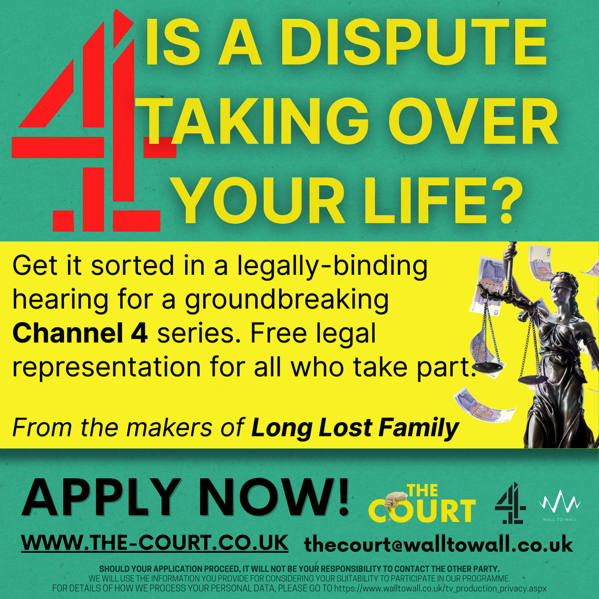 Channel 4 is creating an alternative court and are looking for people who would like to resolve their disputes