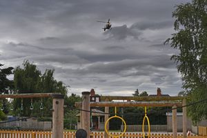 Pupils watched landing and take-off. Photo: Tim Sturgess