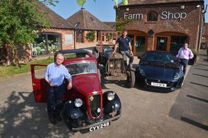 The Classic Motors Day is returning at Apley Farm Shop. Pictured (left to right) is Ken Edwards with a 1936 Austin Ruby, Nick Watkins with a 1959 Fordson Super Major and Graeme Manton with an F Type Jaguar.