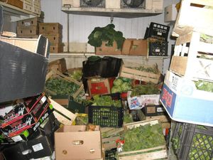 Inside the walk-in chiller at Warley Supermarket in Smethwick