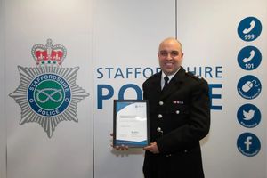 Andrew Huckle was honoured with a Staffordshire Police commendation for crucial evidence gathering in a 2023 murder case