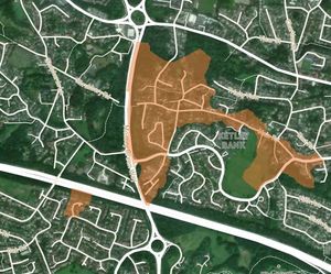 102 properties in Ketley Bank, Telford, were reportedly off supply due to a fault on above-ground power lines. Photo: National Grid/Openmaps