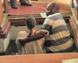 Regional Minister David Ellis visited from Birmingham to carry out the Easter baptisms in the historic pool of Broseley Baptist Chapel