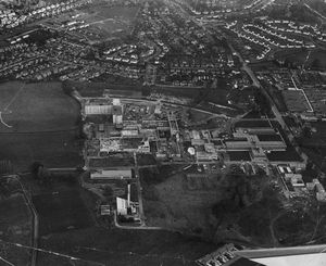 An aerial view of the new hospital taking shape around the mid-1970s.