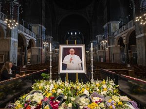 A photo of Pope Francis at Westminster Cathedral in central London