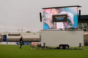 A technical glitch on the big screen at the New Bucks Head
