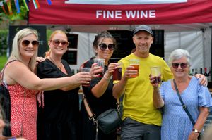 Tori Addington, Laura Carter, Sarah Rochelle, Paul Rochelle and Sonia Dunnett from Bewdley raise a glass to the event