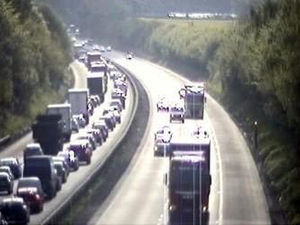 Supporting image for story: Two children taken to hospital as six injured in three-car crash on M54