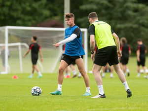 Remi Walker and Matty Stenson during an AFC Telford United training session (Picture: Kieren Griffin)