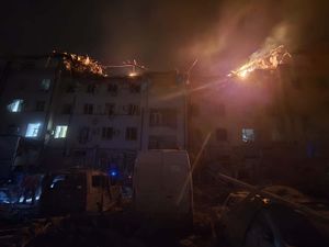 Damaged hotel in Ukraine following a Russian missile strike