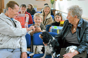 Owners with their animals at the pet service led by the Rev Derrick Lander at Leegomery Methodist Church