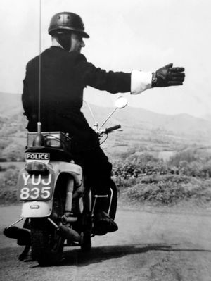 On patrol - the motorcycle was a step up for Bill from his police bicycle.