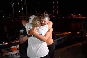 The pair made an emotional landing