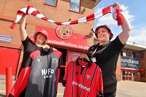 Pictured at the Walsall club shop are Saddlers fan Tracy Arnold (left) and superviser at The Locker bar Louise Royce. Photo: Steve Leath