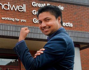 An unfortunate pose for Rajbir Singh who had departed as council leader within weeks of this picture being taken