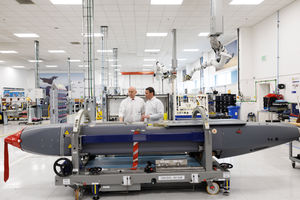 Director of Mechanical Engineering Matt Beamont (right) shows Defence Secretary John Healey a storm shadow missile on an assembly line at the MBDA Storm Shadow factory in Stevenage ahead of the upcoming Strategic Defence Review. Photo: Dan Kitwood/PA Wire