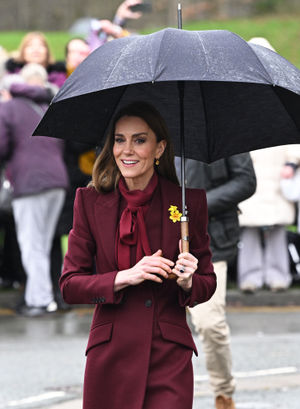 The Princess of Wales arrives for a visit to the Oriel Davies art gallery in Newtown to see a project supporting the wellbeing of the children and young people in the local area, ahead of St David's Day. 