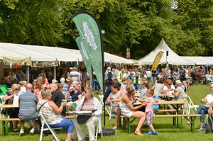 Crowds enjoying the fine weather