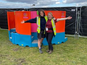 PEEQUAL co-founders Hazel McShane (left) and Amber Probyn with their toilets