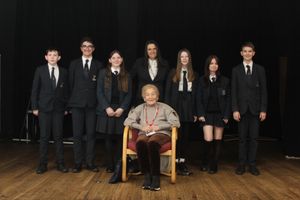 Mindu with Year Nine pupils from Perryfields