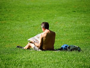 Enjoying the sun in Shrewsbury's Quarry Park