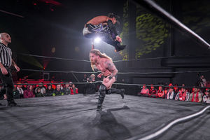 The action was hard hitting and acrobatic. Photo: Tony Knox and Burning Heart Pro Wrestling