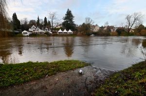 Low-lying parts of The Quarry in Shrewsbury have been left underwater this week