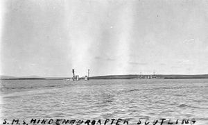 The funnels and superstructure of the Hindenburg poked out teasingly from the surface after she was scuttled at Scapa Flow in 1919. 