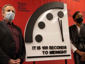 Supporting image for story: Doomsday Clock remains at closest point ever to midnight