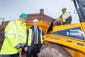 GRAHAM regional director Ronan Hughes, ION managing director Steve Parry, and Wolverhampton councillor Harman Banger at the i9 groundbreaking ceremony